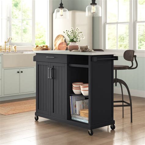 Sand & Stable™ Freya 51'' Kitchen Island with Stainless Steel 